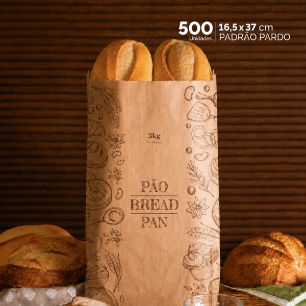 2 Saco Kraft para Pães 3 kg | 16,5 × 37 cm